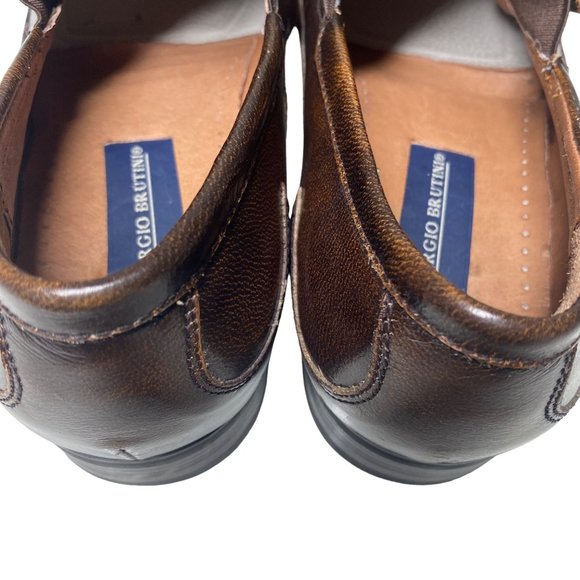 Vintage Giorgio Brutini brown embossed leather square toes luxury designer men 8 - Picture 6 of 13